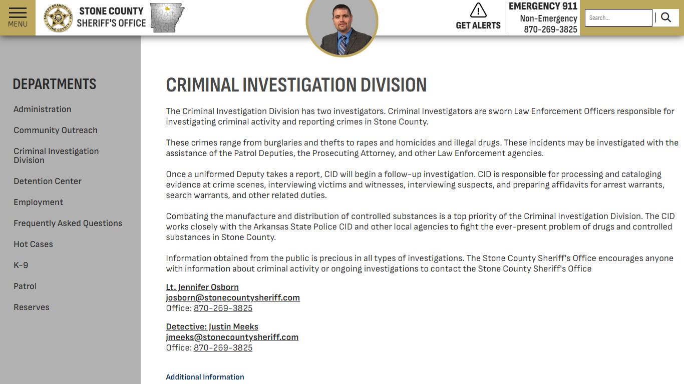 Criminal Investigation Division Stone County AR Sheriffs Office