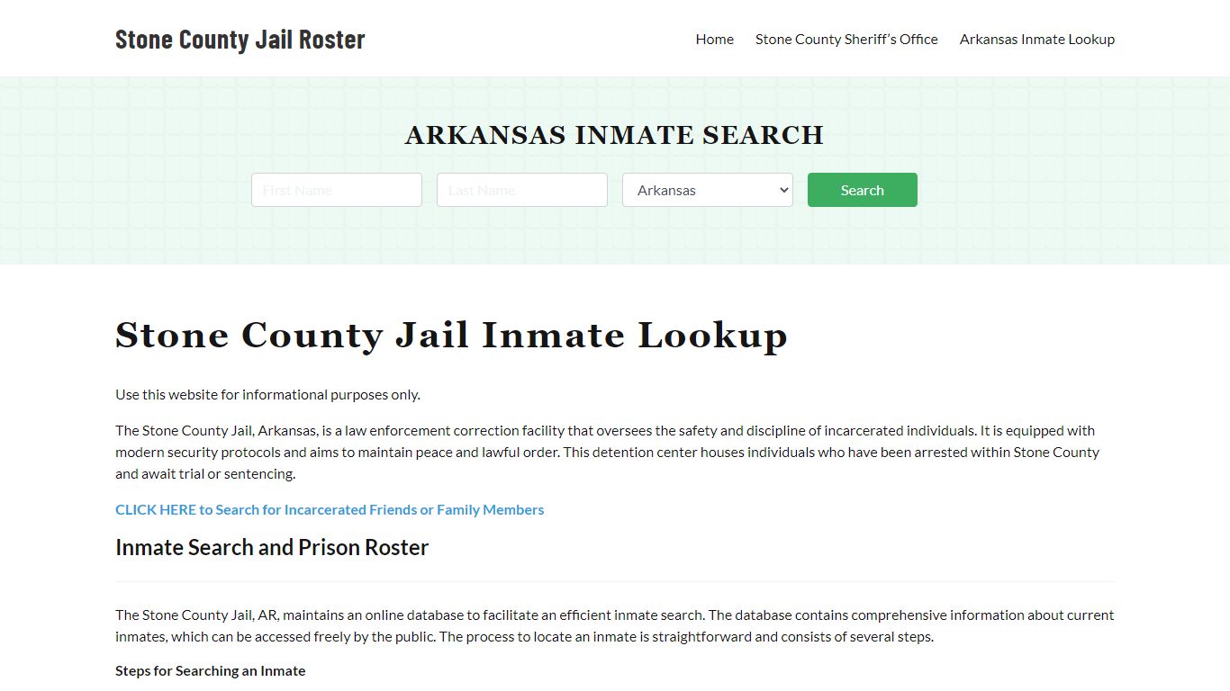 Stone County Jail Roster Lookup, AR, Inmate Search